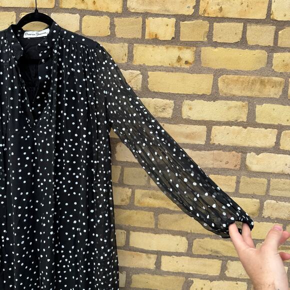 Vintage Eleanor Brenner 1970's Polka Dot Long Sleeve Maxi Dress Size 8 *Flaw - Picture 3 of 9